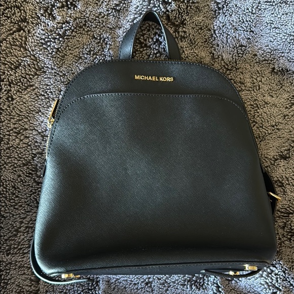 Michael Kors Black Leather Backpack Sleek Minimalist Design - Picture 1 of 11